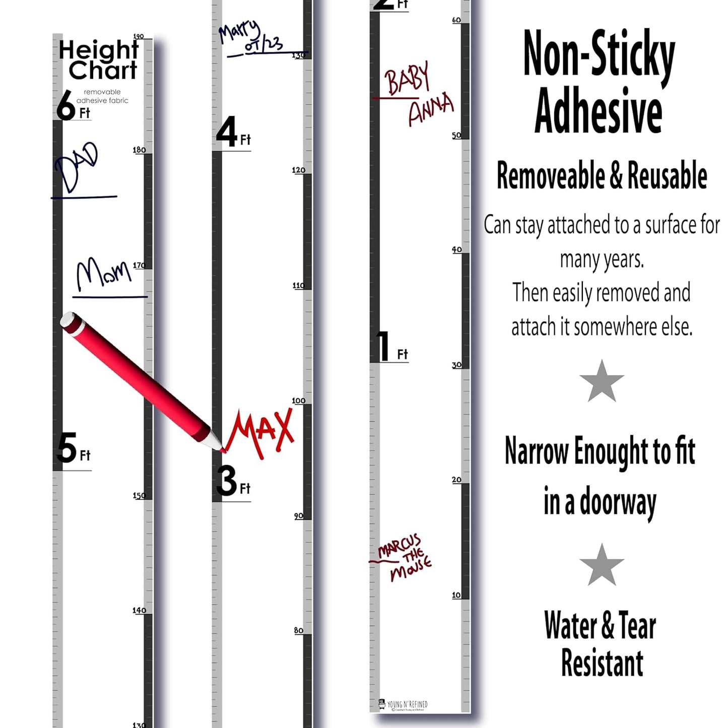 Growth Height Chart Kids Room Décor Reusable Decal (Bean Stalk)