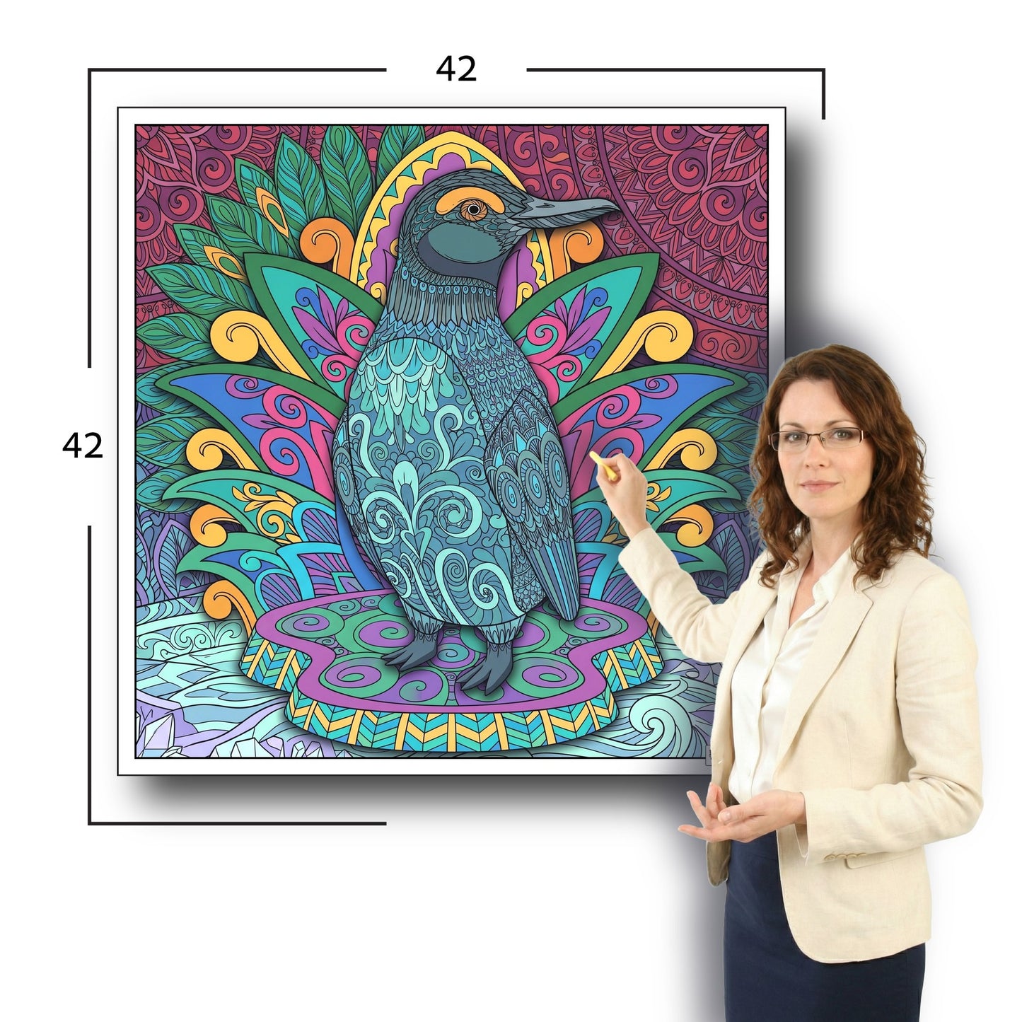 Large Adult Coloring Poster Page Pangolin Made of Mandala Floral
