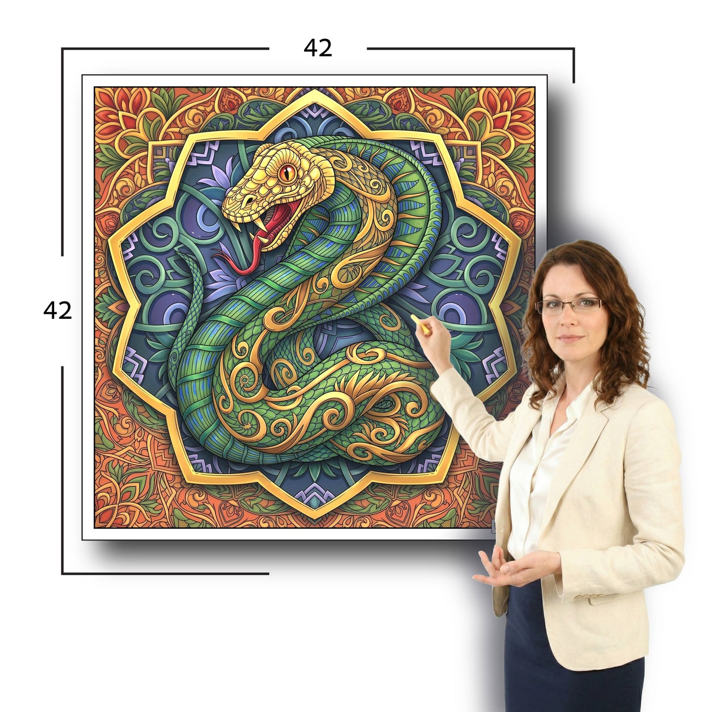 Large Adult Coloring Poster Page Snake Made of Mandala Floral