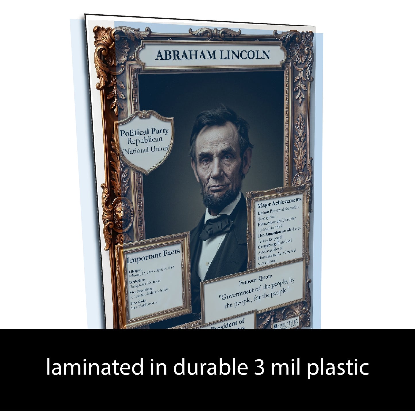 16th US President Abraham Lincoln Inspirational Quote Poster - Young N Refined