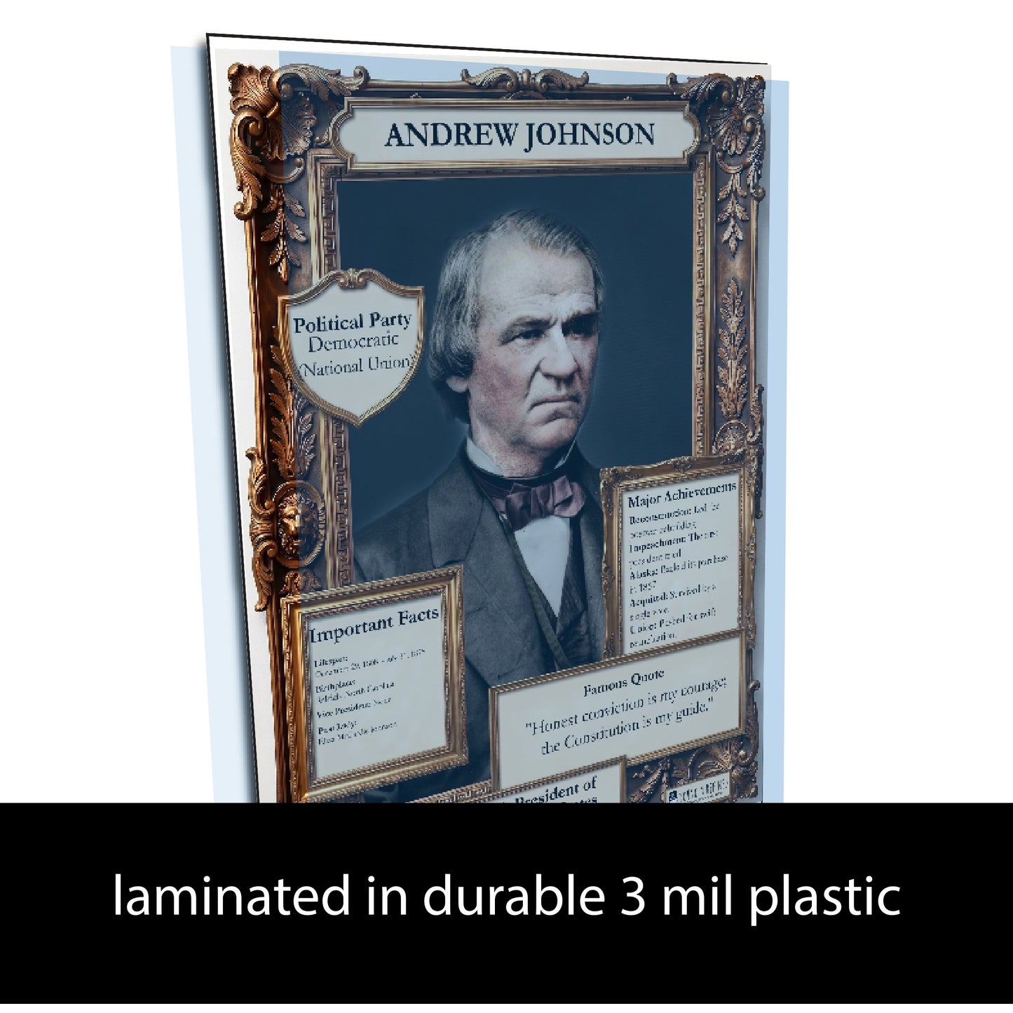 17th US President Andrew Johnson Inspirational Quote Poster - Young N Refined