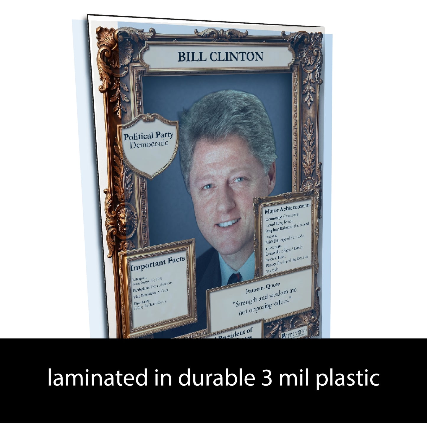 42nd US President Bill Clinton Inspirational Quote Poster - Young N Refined