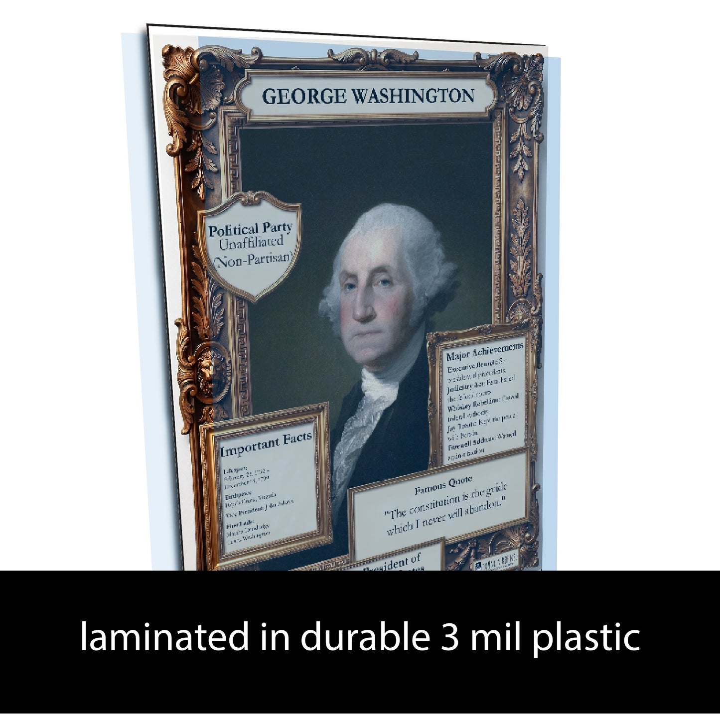1st US President George Washington Inspirational Quote Poster - Young N Refined