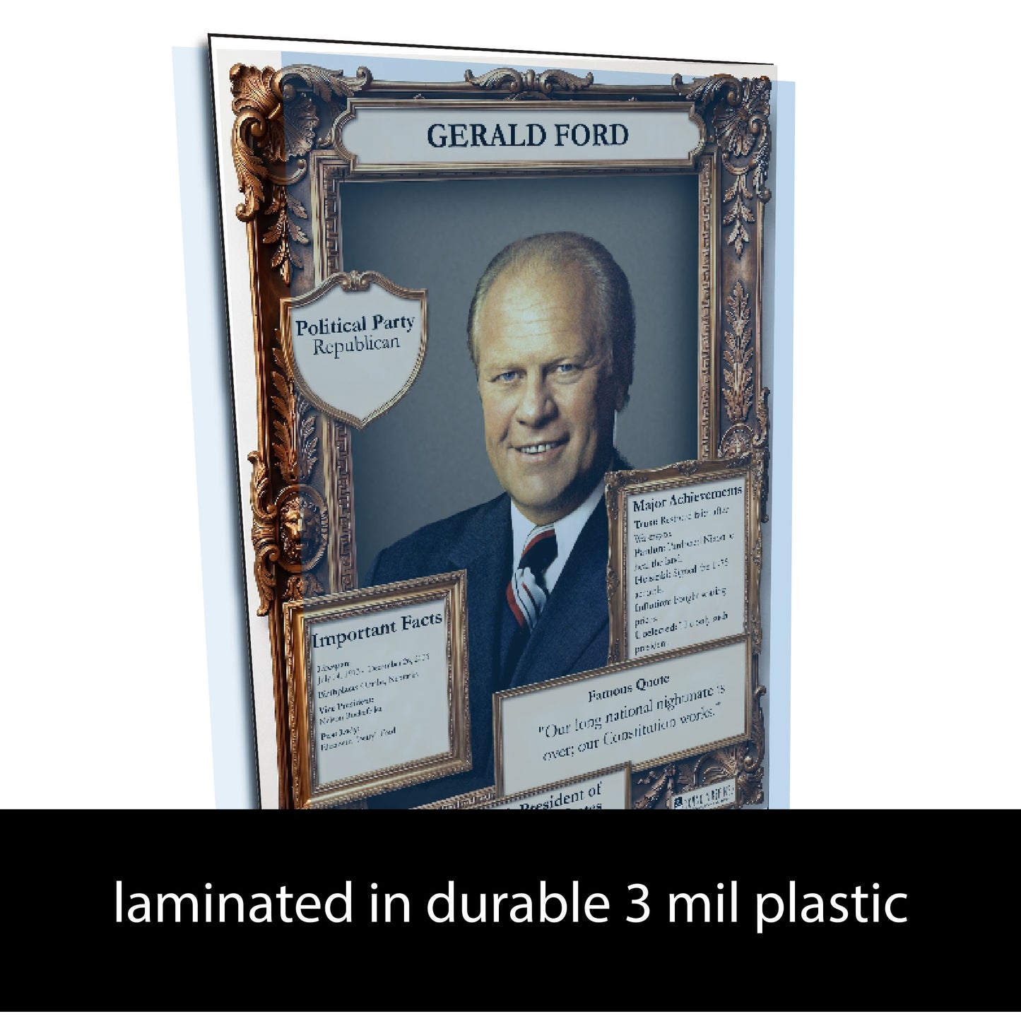 38th US President Gerald Ford Inspirational Quote Poster - Young N Refined