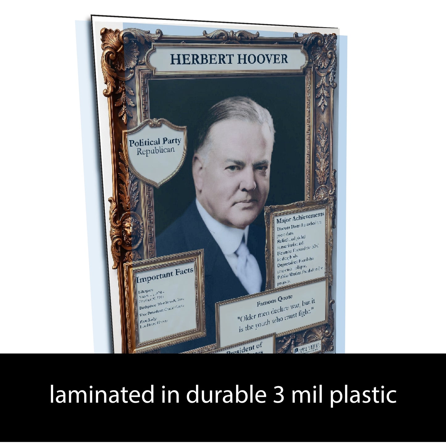 31st US President Herbert Hoover Inspirational Quote Poster - Young N Refined