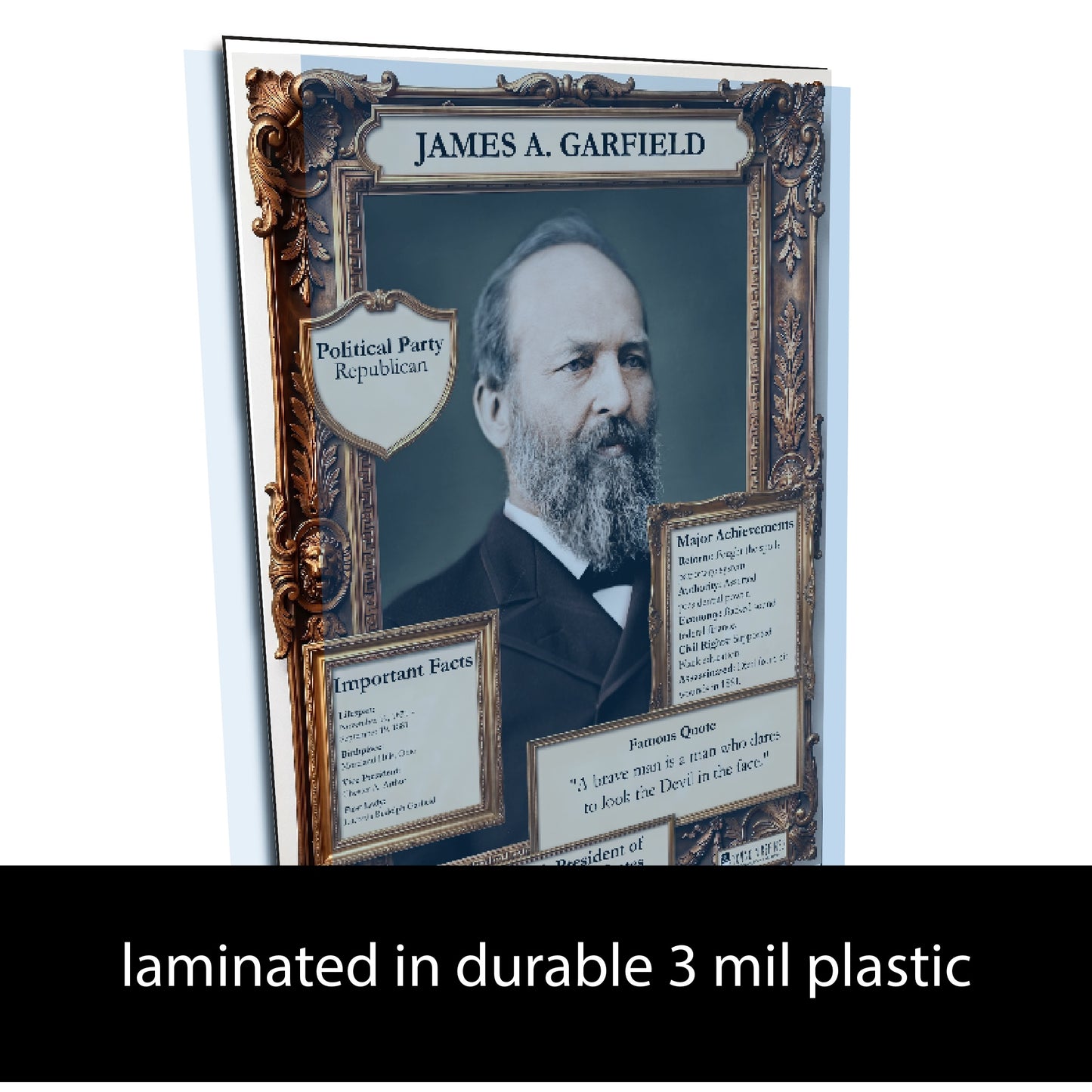 20th US President James A. Garfield Inspirational Quote Poster - Young N Refined