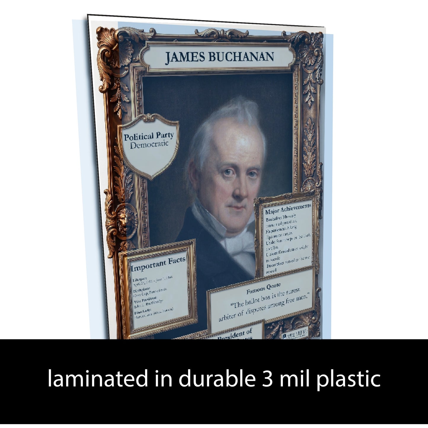 15th US President James Buchanan Inspirational Quote Poster - Young N Refined
