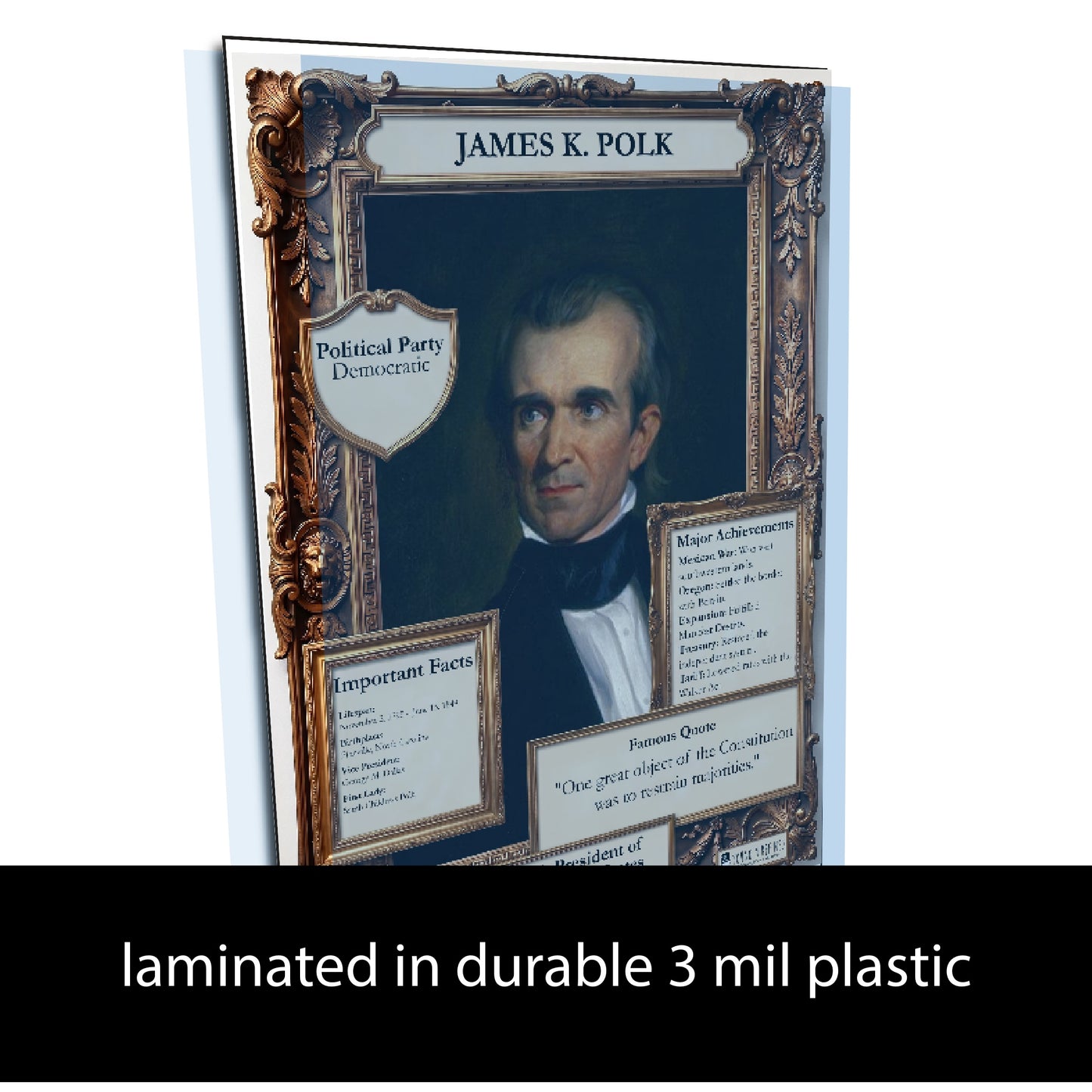 11th US President James K. Polk Inspirational Quote Poster - Young N Refined