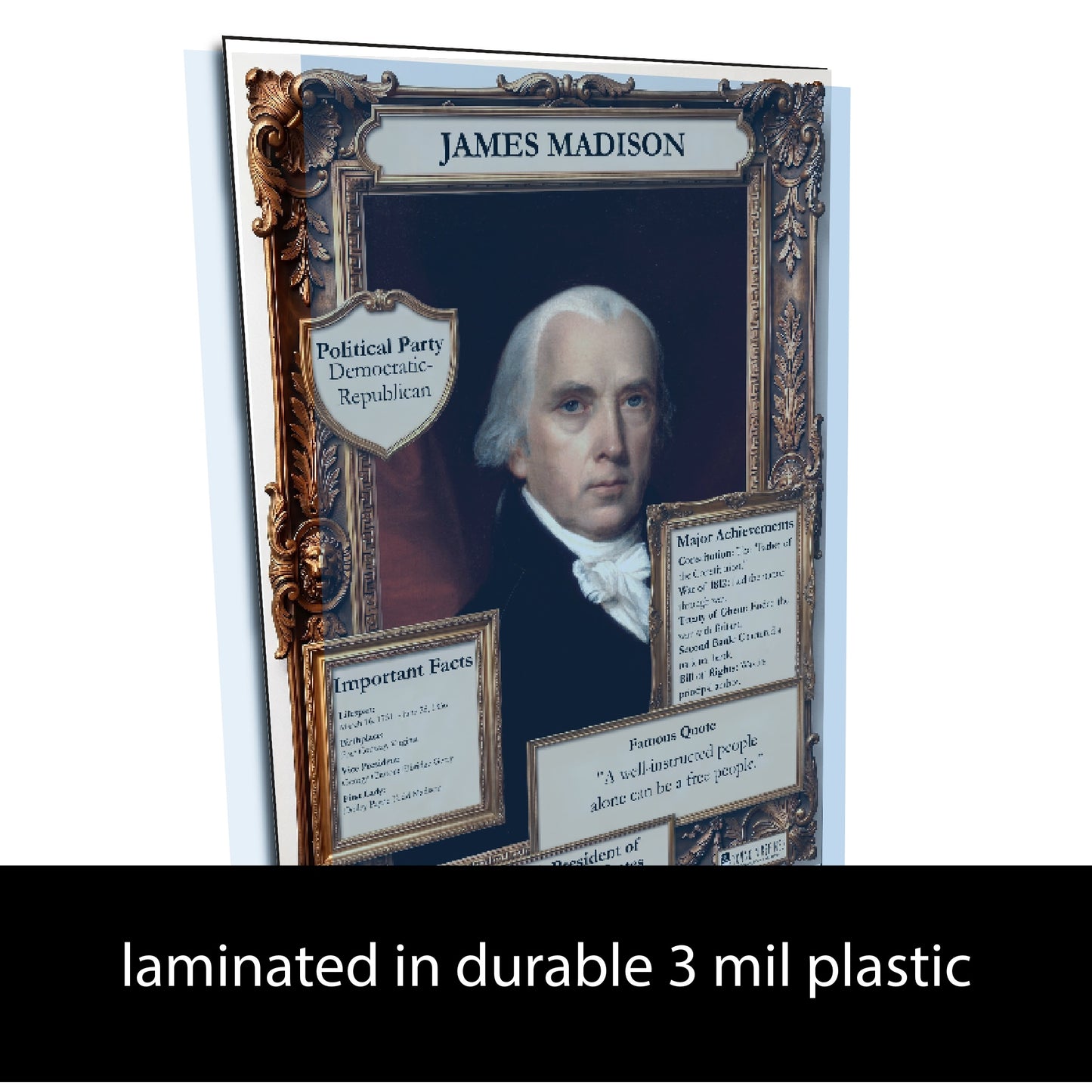 4th US President James Madison Inspirational Quote Poster - Young N Refined