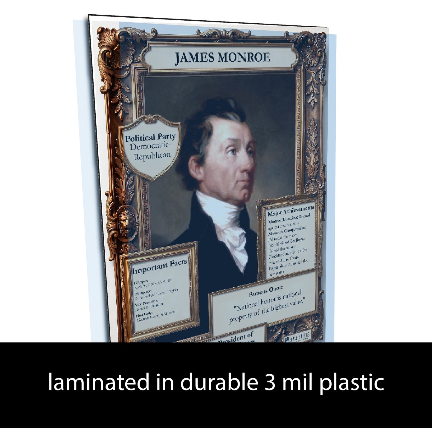 5th US President James Monroe Inspirational Quote Poster - Young N Refined