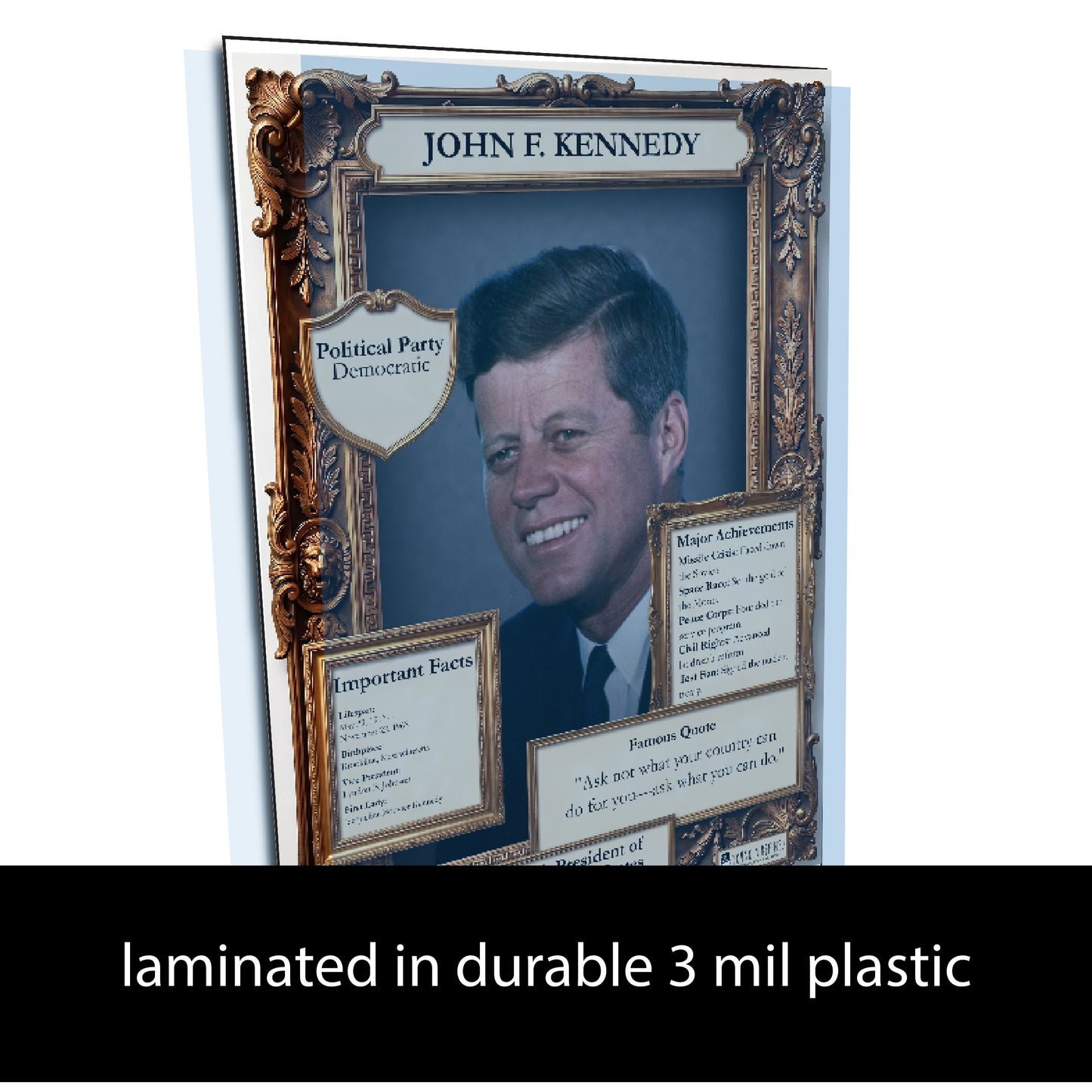 35th US President John F. Kennedy Inspirational Quote Poster - Young N Refined