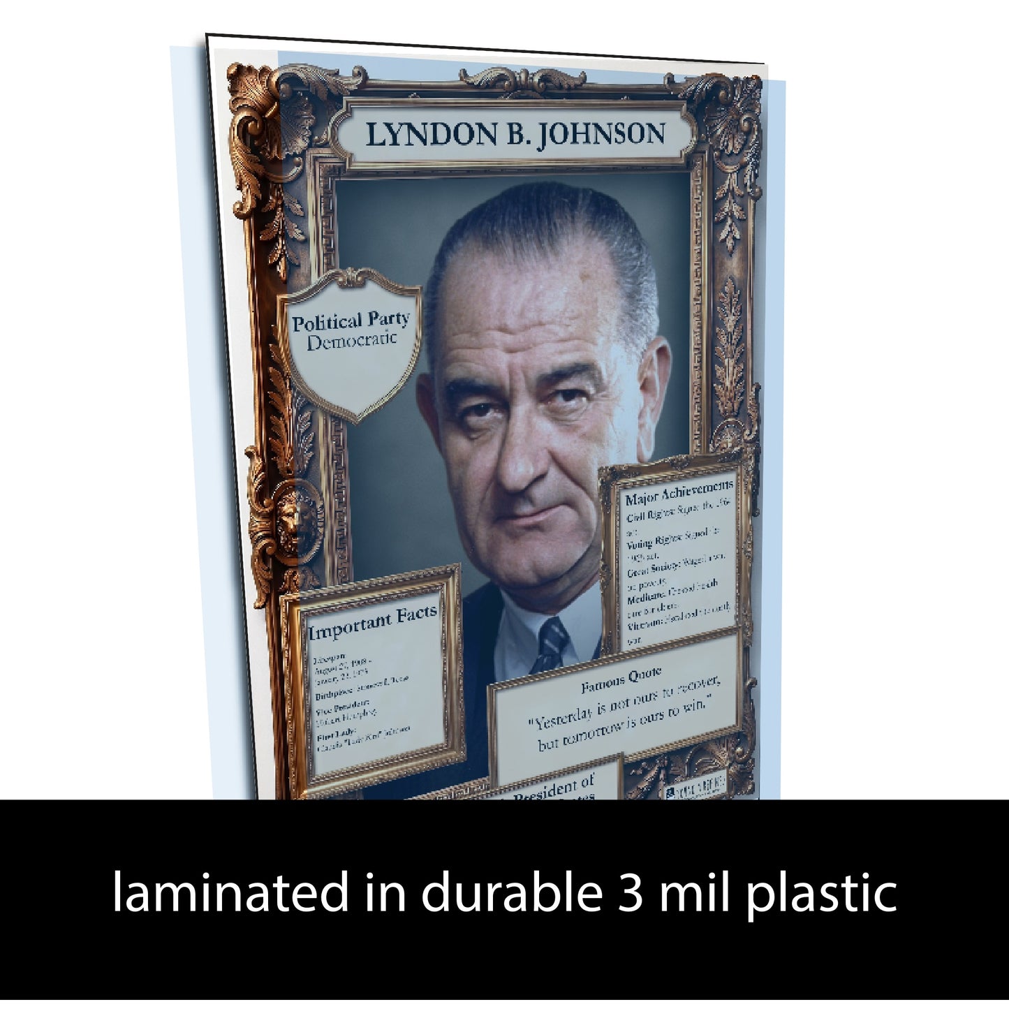 36th US President Lyndon B. Johnson Inspirational Quote Poster - Young N Refined