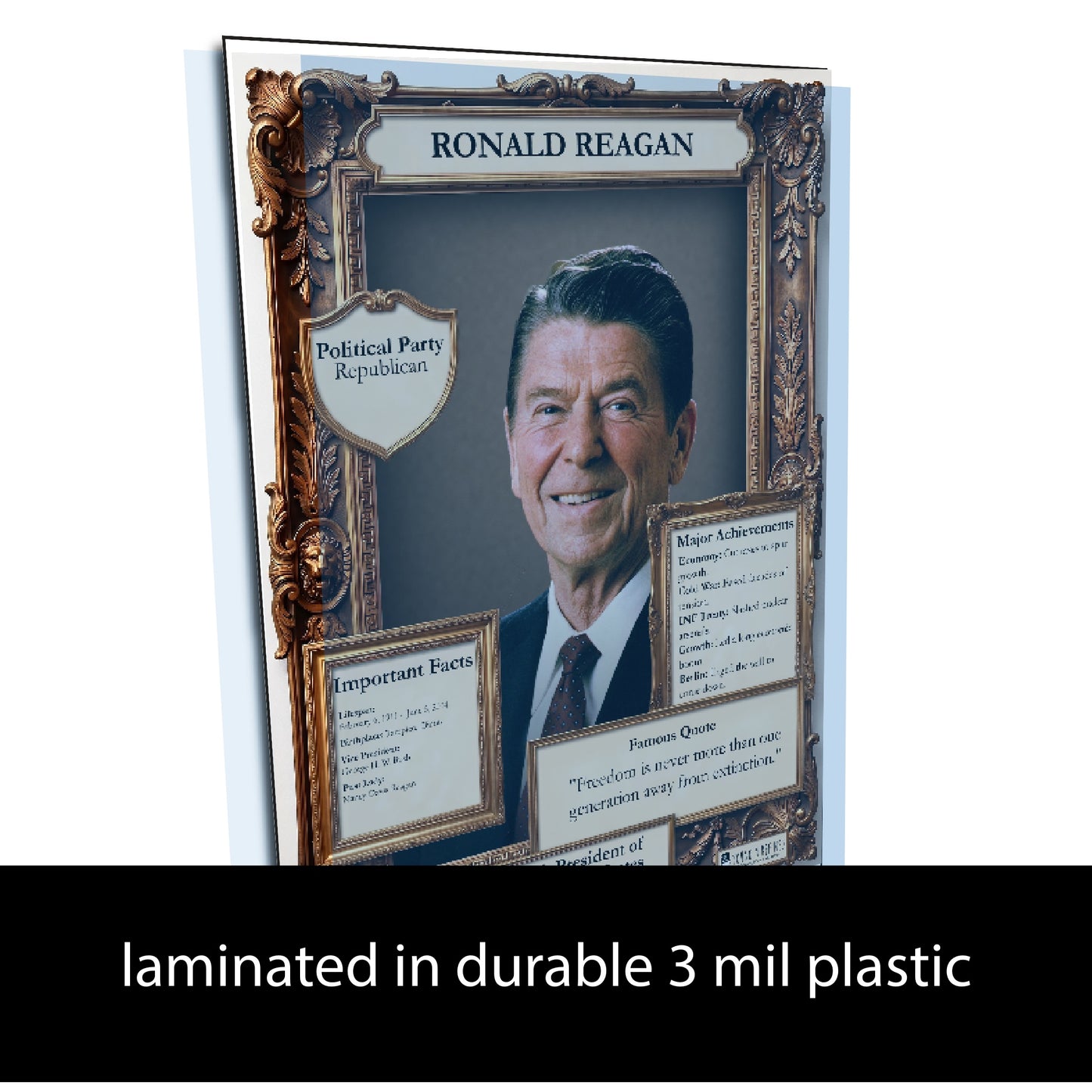 40th US President Ronald Reagan Inspirational Quote Poster - Young N Refined
