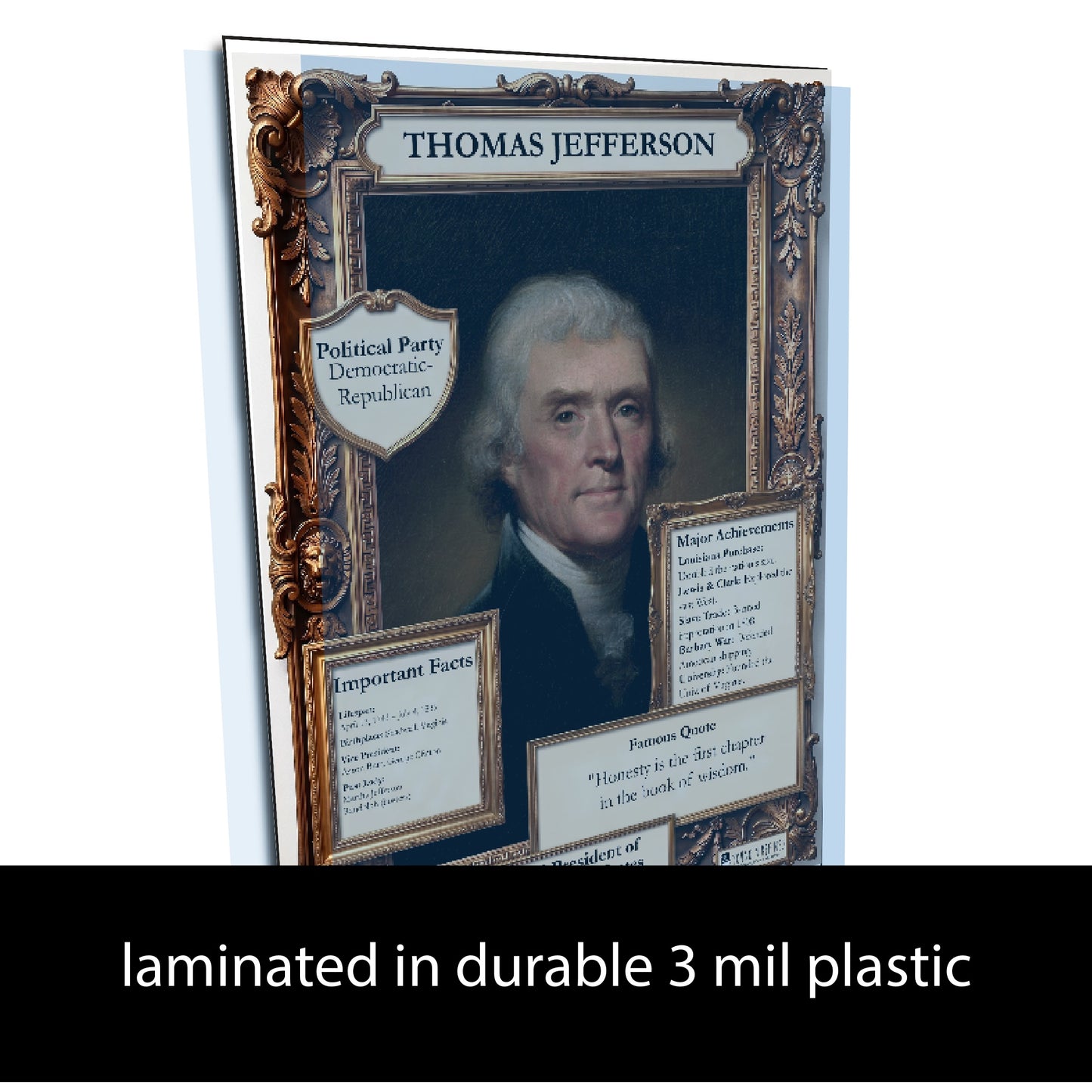 3rd US President Thomas Jefferson Inspirational Quote Poster - Young N Refined