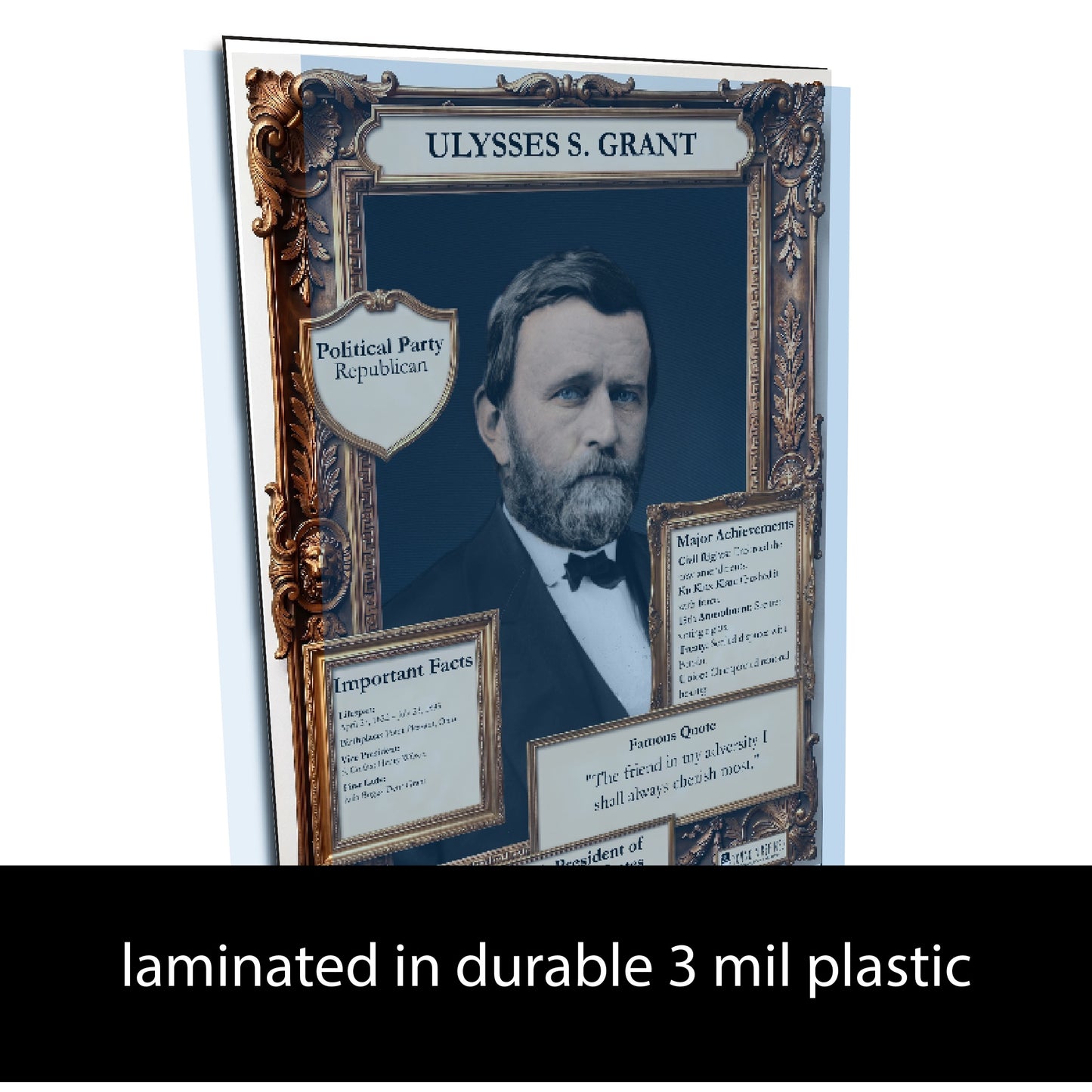 18th US President Ulysses S. Grant Inspirational Quote Poster - Young N Refined