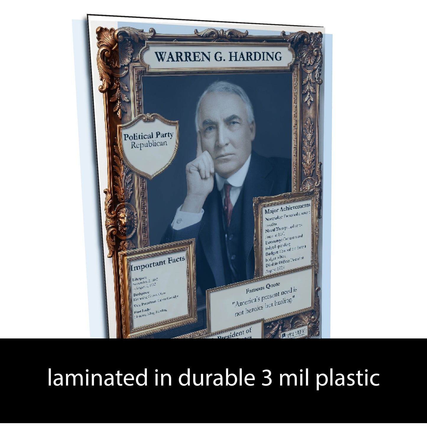 29th US President Warren G. Harding Inspirational Quote Poster - Young N Refined