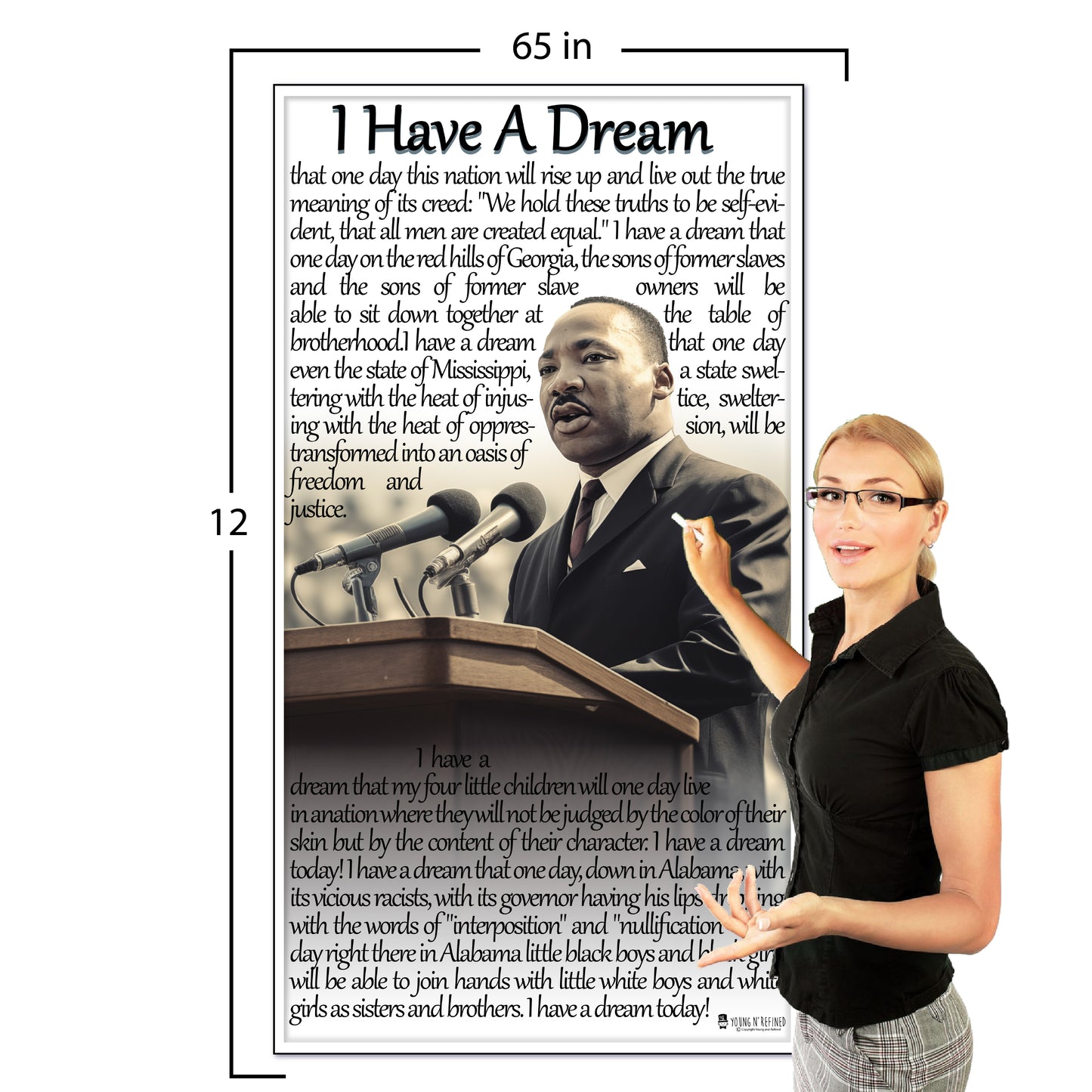 Martin Luther King Jr. Banner for Classroom Laminated Bulletin Board Sign Young N Refined