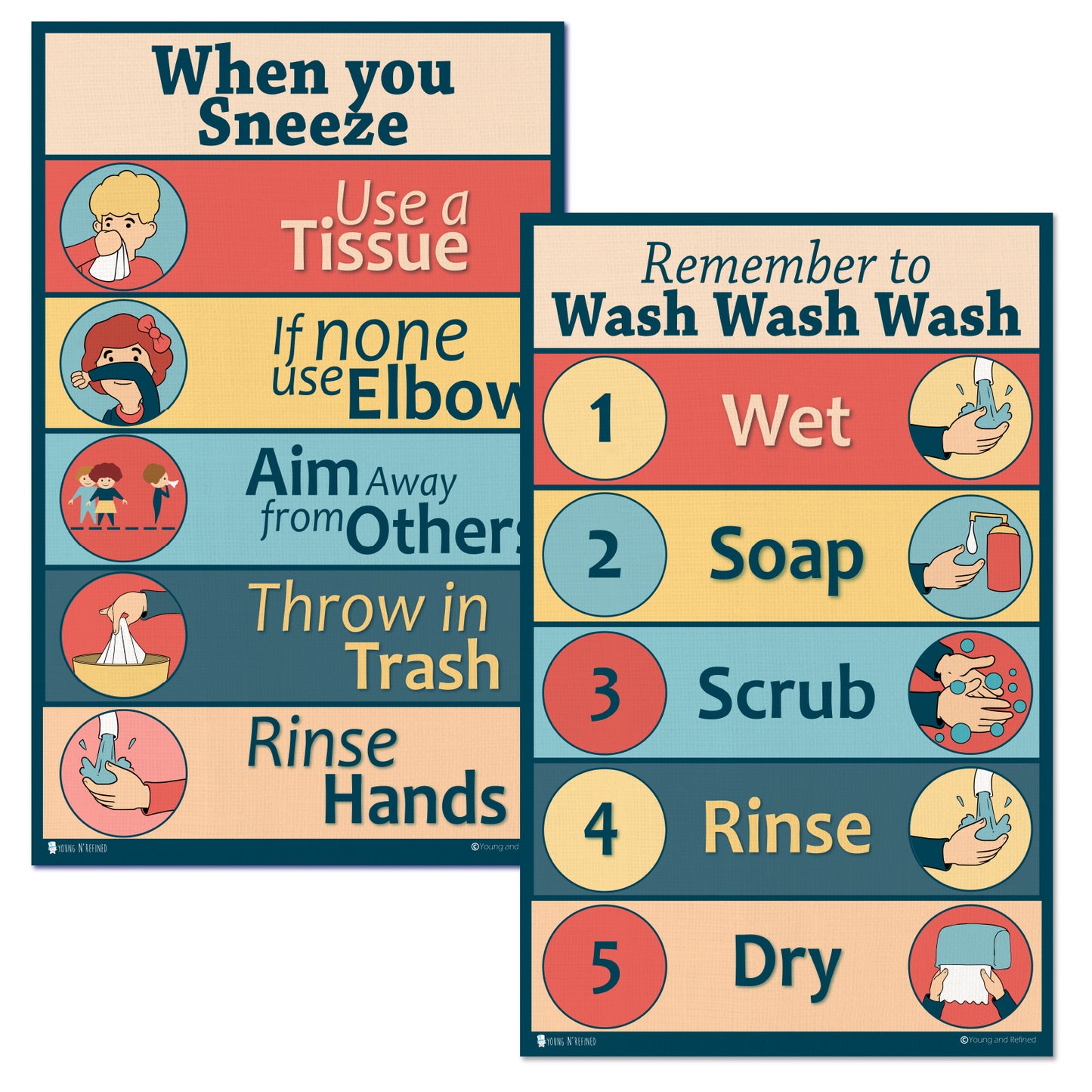 Covid 19 healthy Classroom Rules signs LAMINATED for students Young N Refined (10x20)