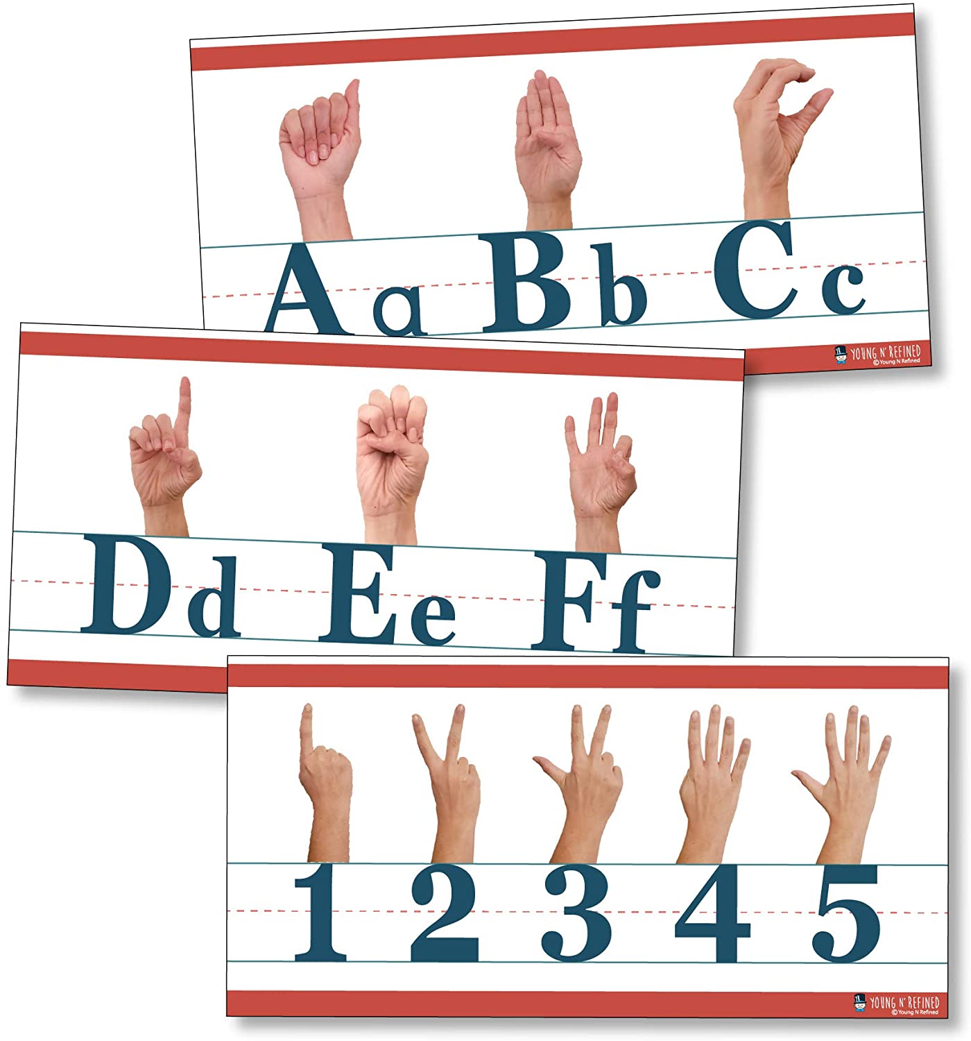 American Sign Language Bulletin board set ABC and counting to 10 - Young N' Refined