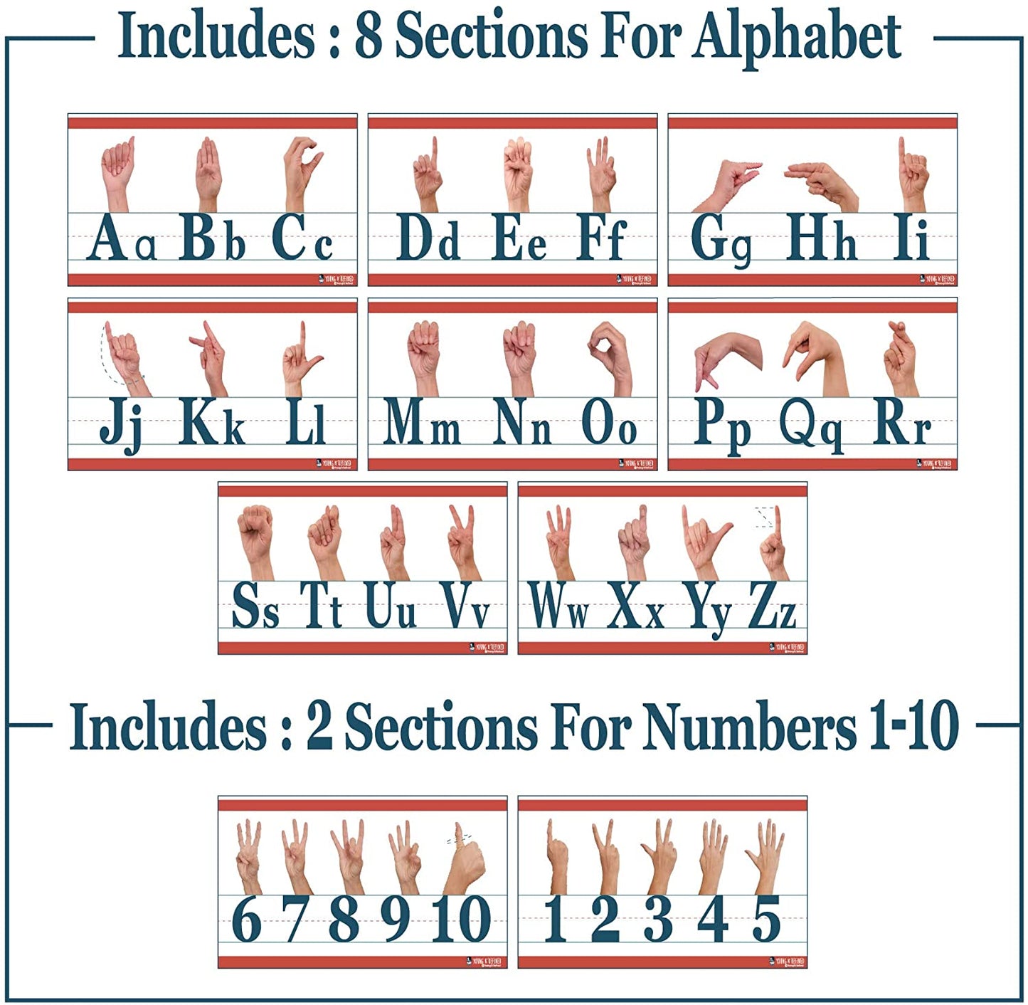 American Sign Language Bulletin board set ABC and counting to 10 - Young N' Refined
