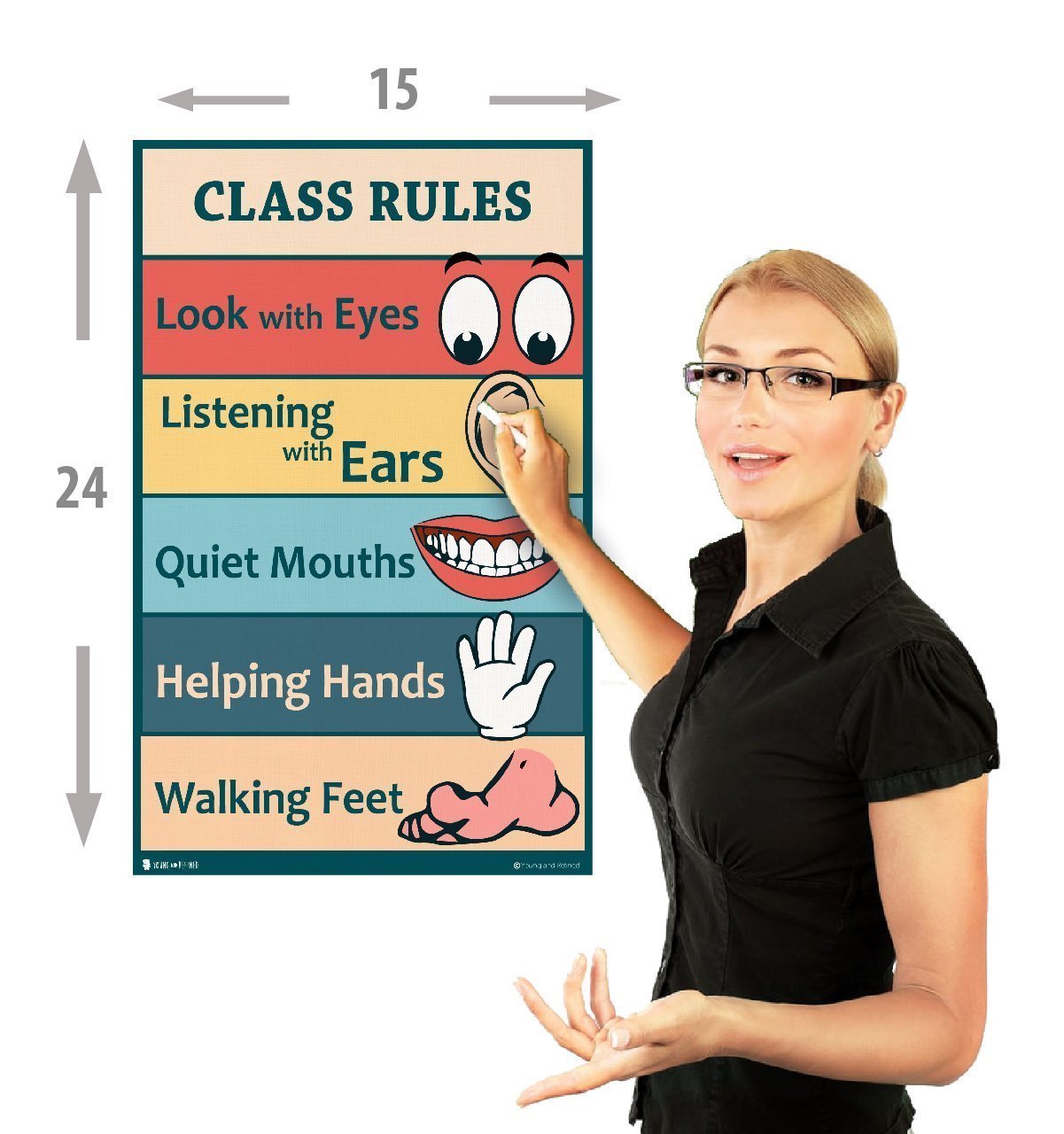 Classroom Rules Sign Chart Laminated Classroom Teacher Poster - Young N' Refined