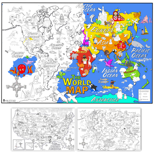 2 Giant Coloring page Posters Activities for Kids Young N Refined