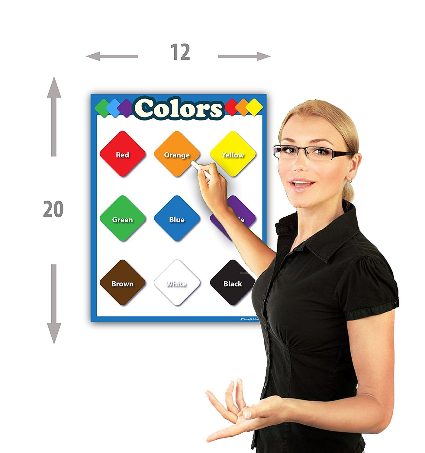 Learning Colors Chart Laminated Classroom Poster for Preschool - Young N' Refined