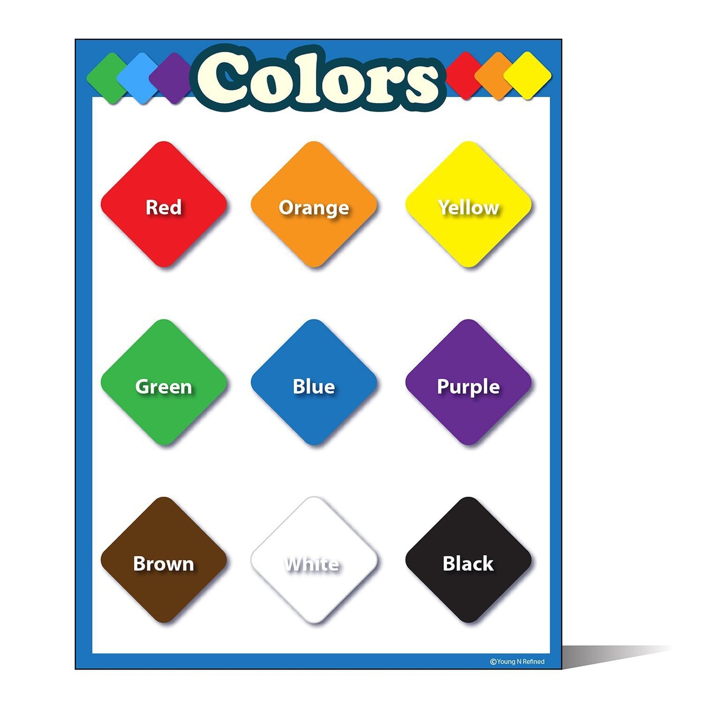 Learning Colors Chart Laminated Classroom Poster for Preschool - Young N' Refined