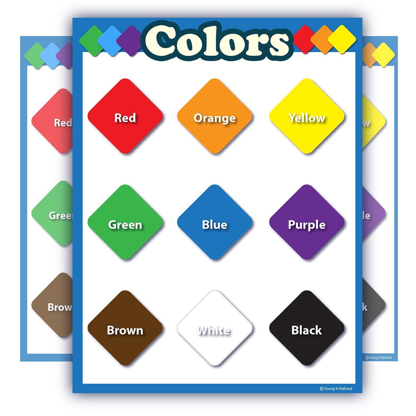 Learning Colors Chart Laminated Classroom Poster for Preschool - Young N' Refined