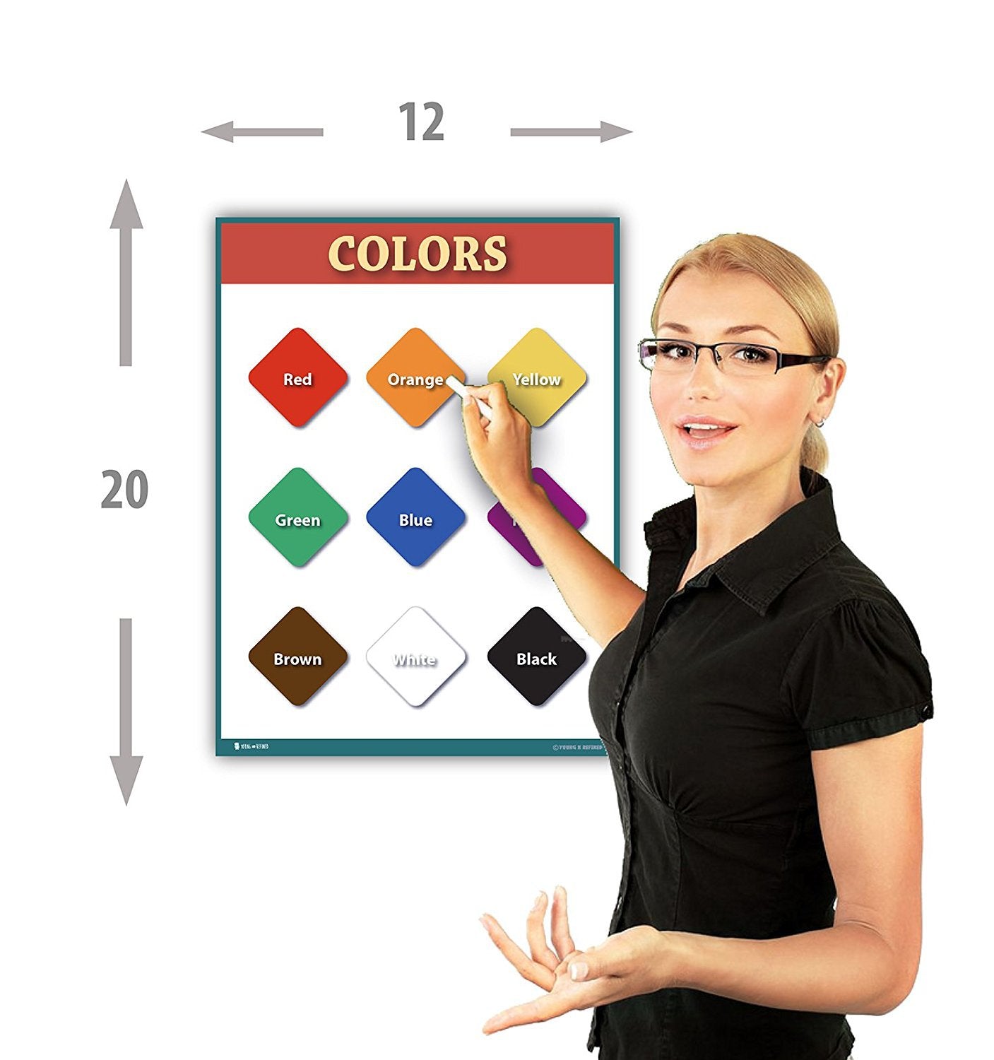Learning Colors Preschool Chart Laminated Classroom Teacher Poster - Young N' Refined