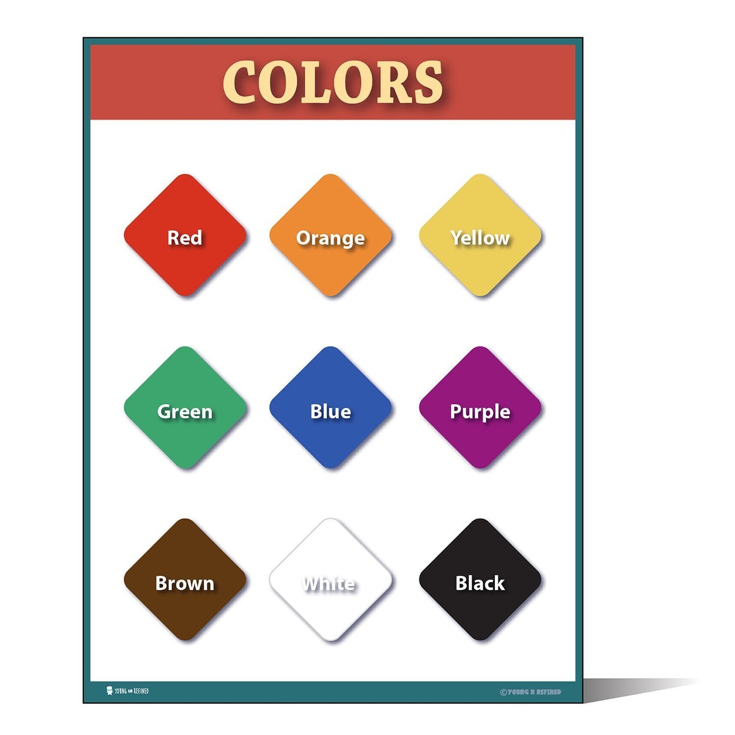 Learning Colors Preschool Chart Laminated Classroom Teacher Poster - Young N' Refined