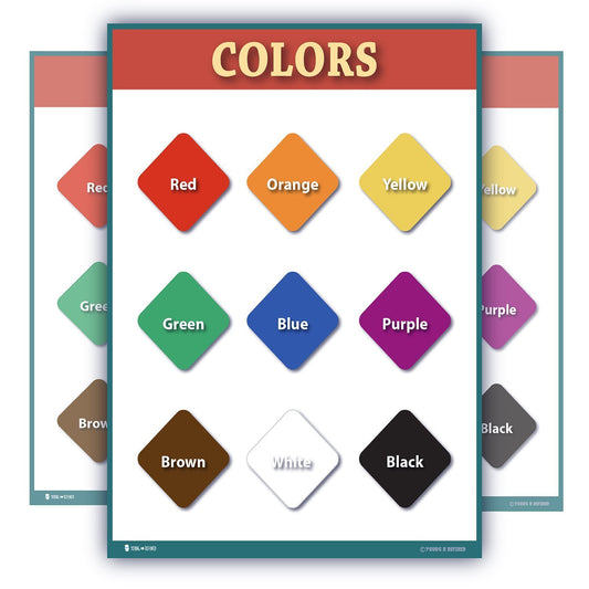 Learning Colors Preschool Chart Laminated Classroom Teacher Poster - Young N' Refined