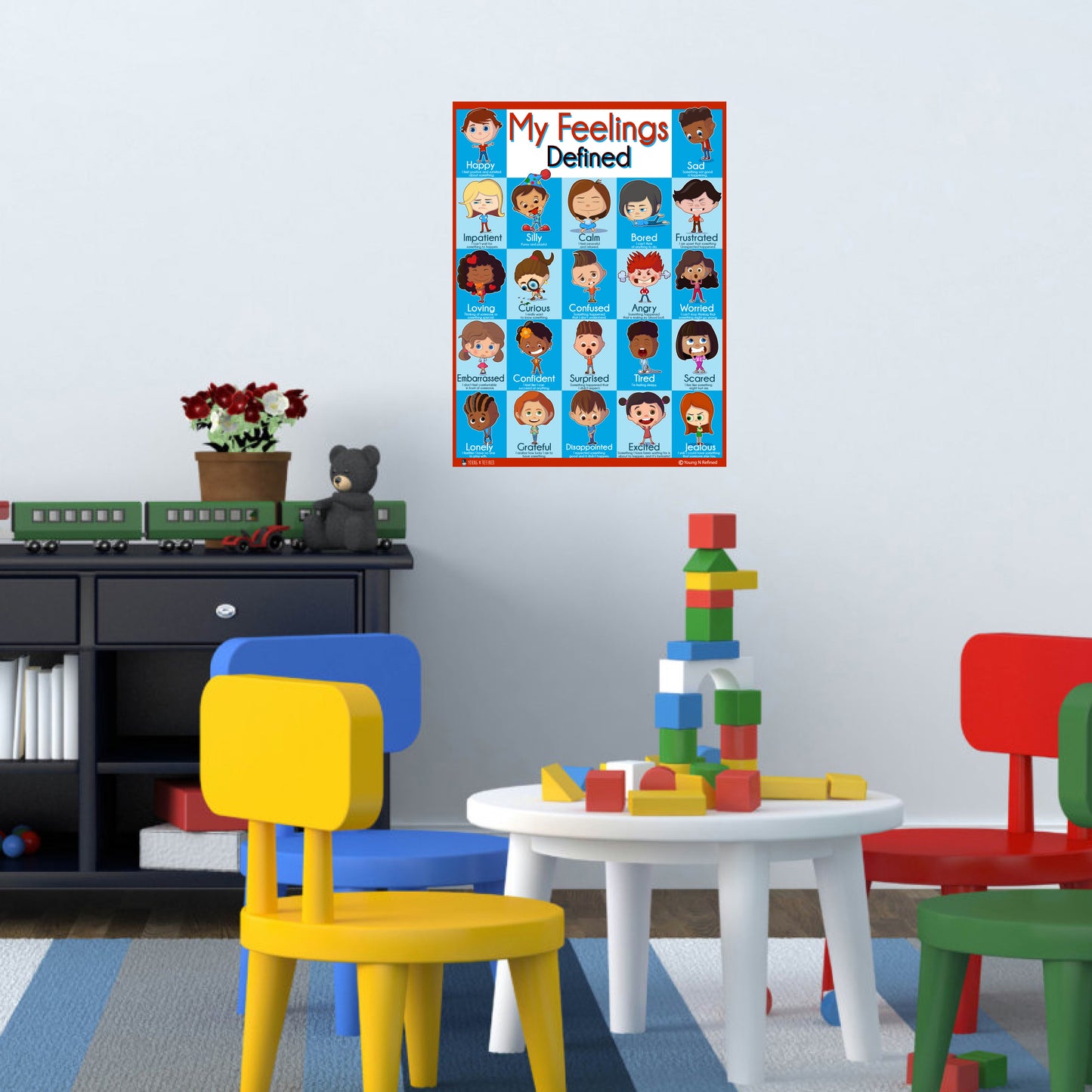 My Feelings Defined Poster For Teaching Processing 22 Different Emotions For Children (15x19) Young N Refined