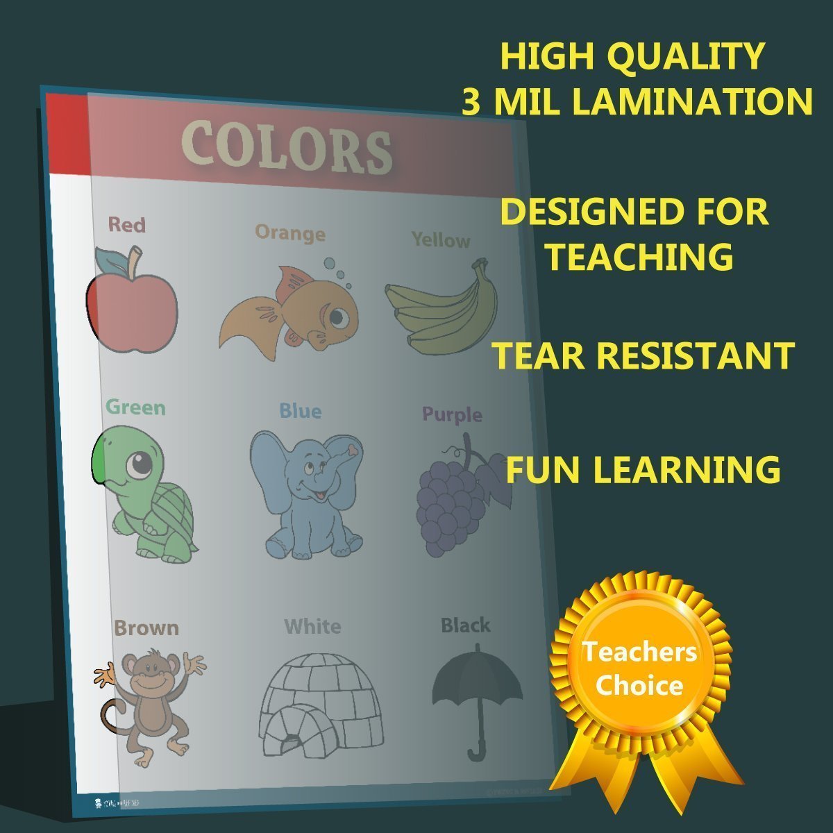 Learning Colors Preschool Chart Laminated Classroom Teacher Poster - Young N' Refined