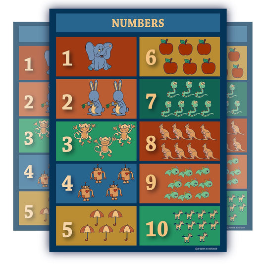 Learning to Count 1 to 10 Chart Laminated Classroom Teacher Poster - Young N' Refined