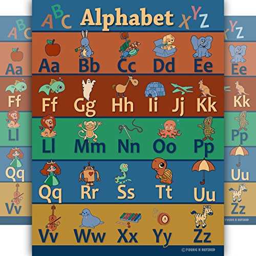 Rustic vintage feel educational poster for learning ABC's LAMINATED alphabet with colorful cute decoration classroom design edu - Young N' Refined