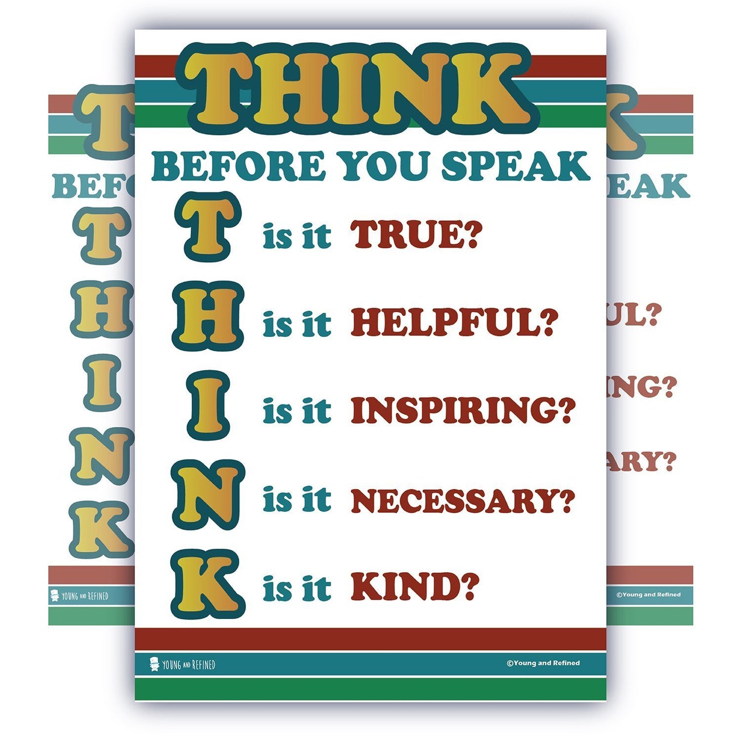 Motivational Think Before You Speak Chart Laminated Classroom Poster - Young N' Refined