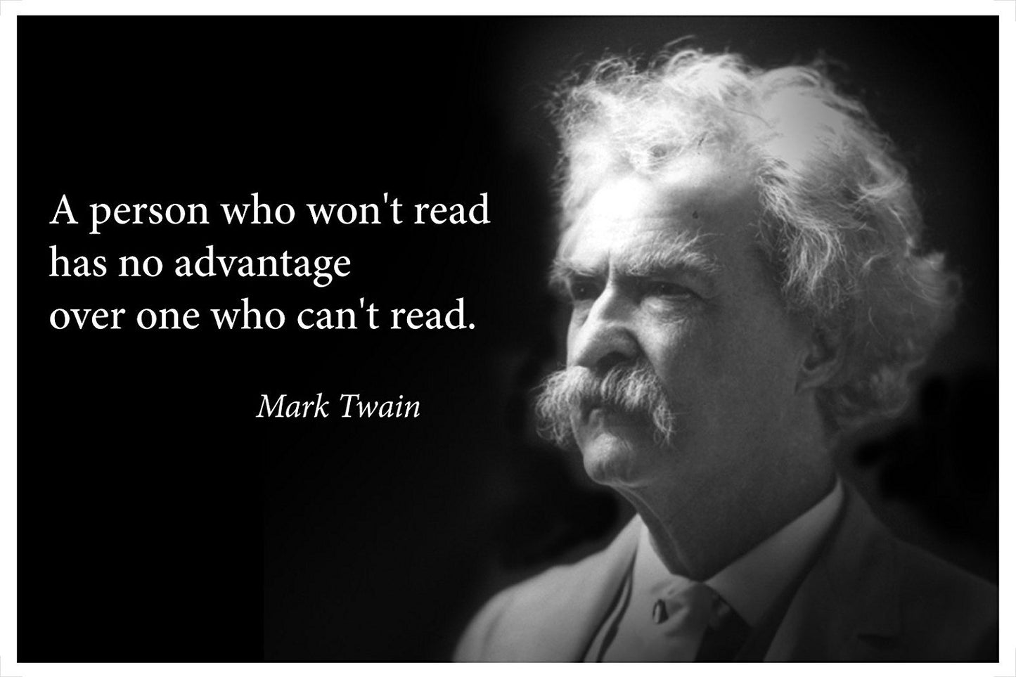 A Person Who Won't Read Quote By Mark Twain Landscape Poster - Young N' Refined