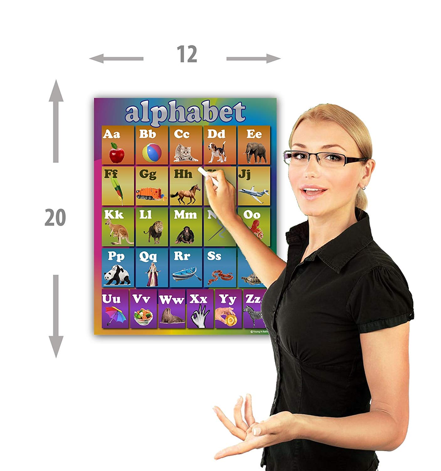 Learning Rainbow Alphabet ABC Chart Laminated Classroom Poster - Young N' Refined