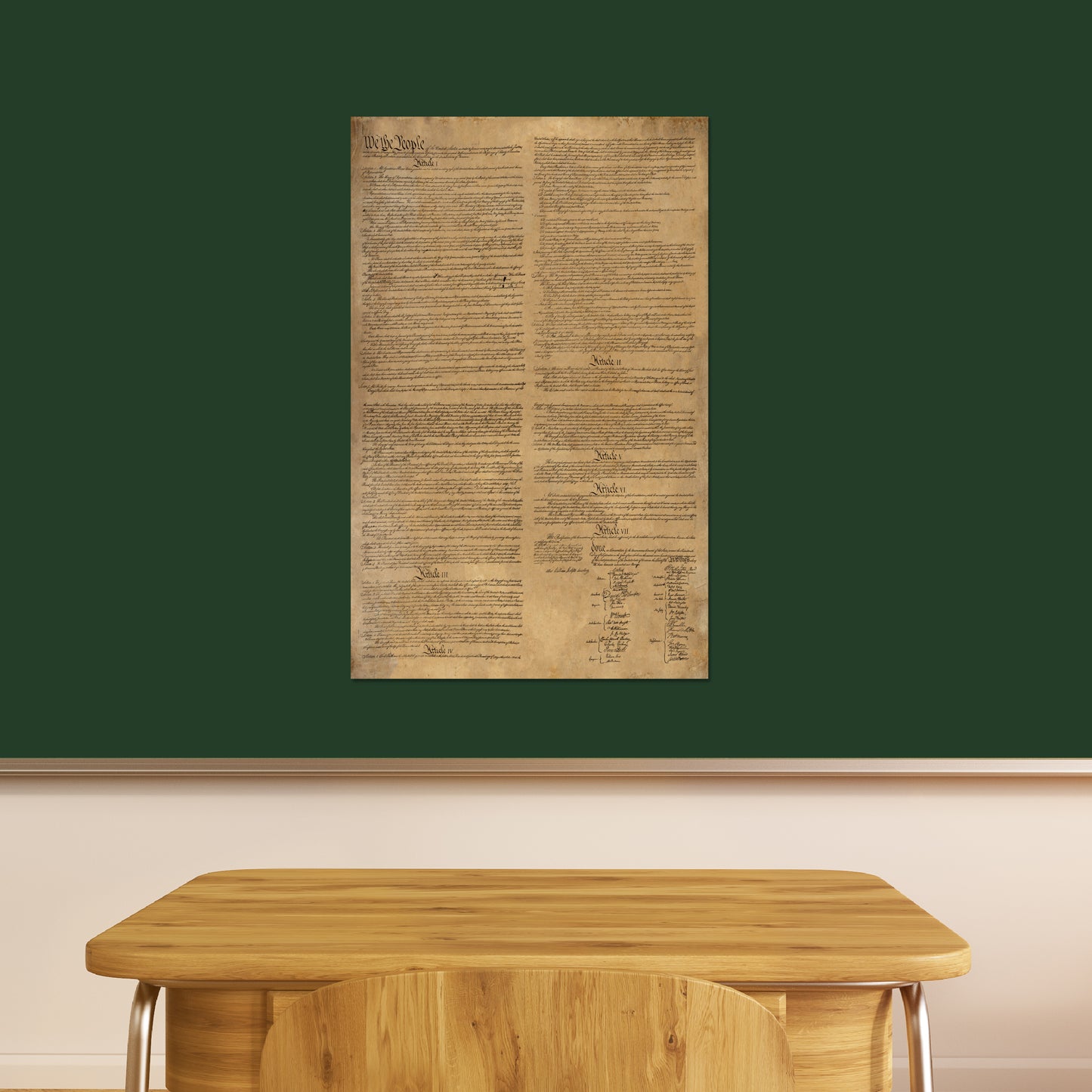 US Constitution American Founding Bill of Rights LAMINATED LARGE reproduction