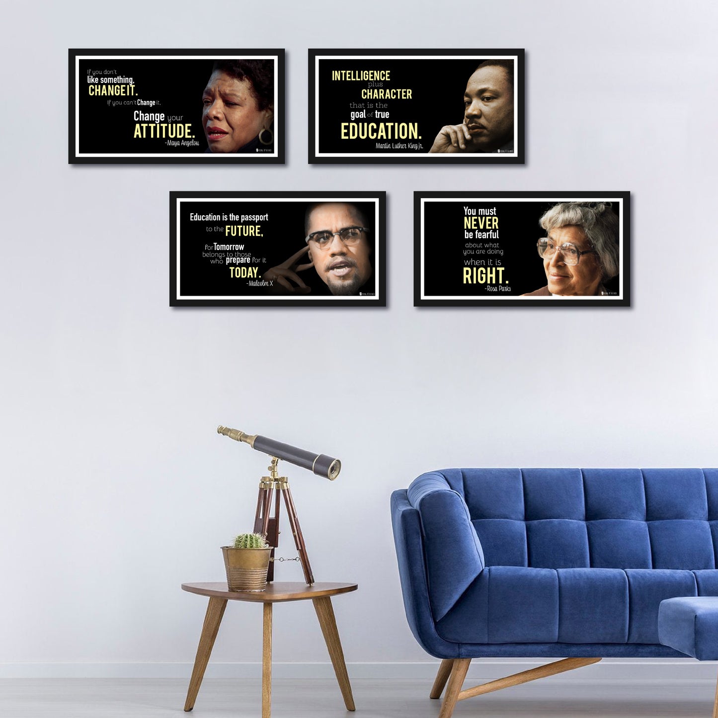 Quotes Prints of Civil Rights Heros (4 Inspiring Collections of Famous Quotes), Including Martin Luther King Posters, Rosa Parker, Malcolm X Posters and Maya Angelou Art Prints