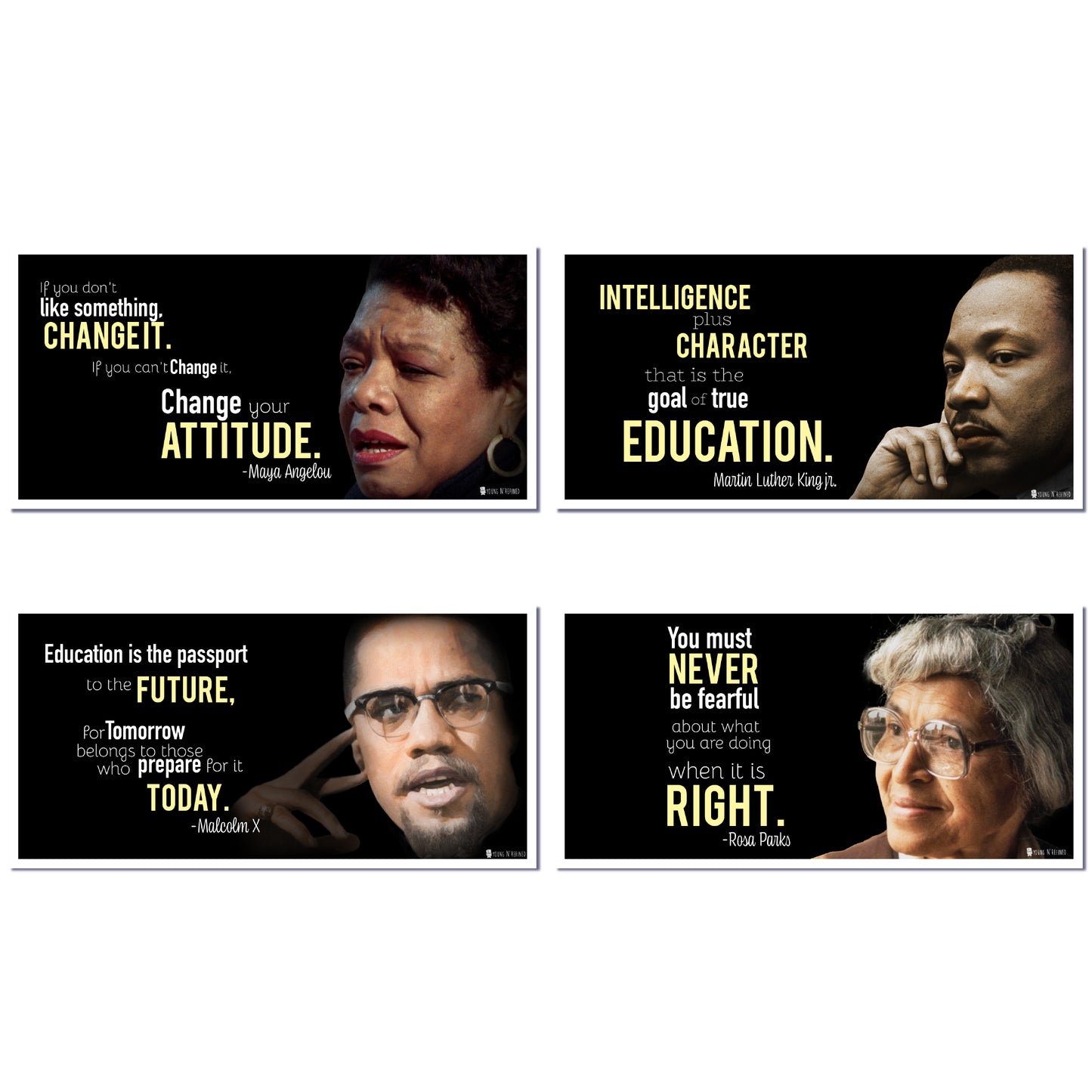 Quotes Prints of Civil Rights Heros (4 Inspiring Collections of Famous Quotes), Including Martin Luther King Posters, Rosa Parker, Malcolm X Posters and Maya Angelou Art Prints