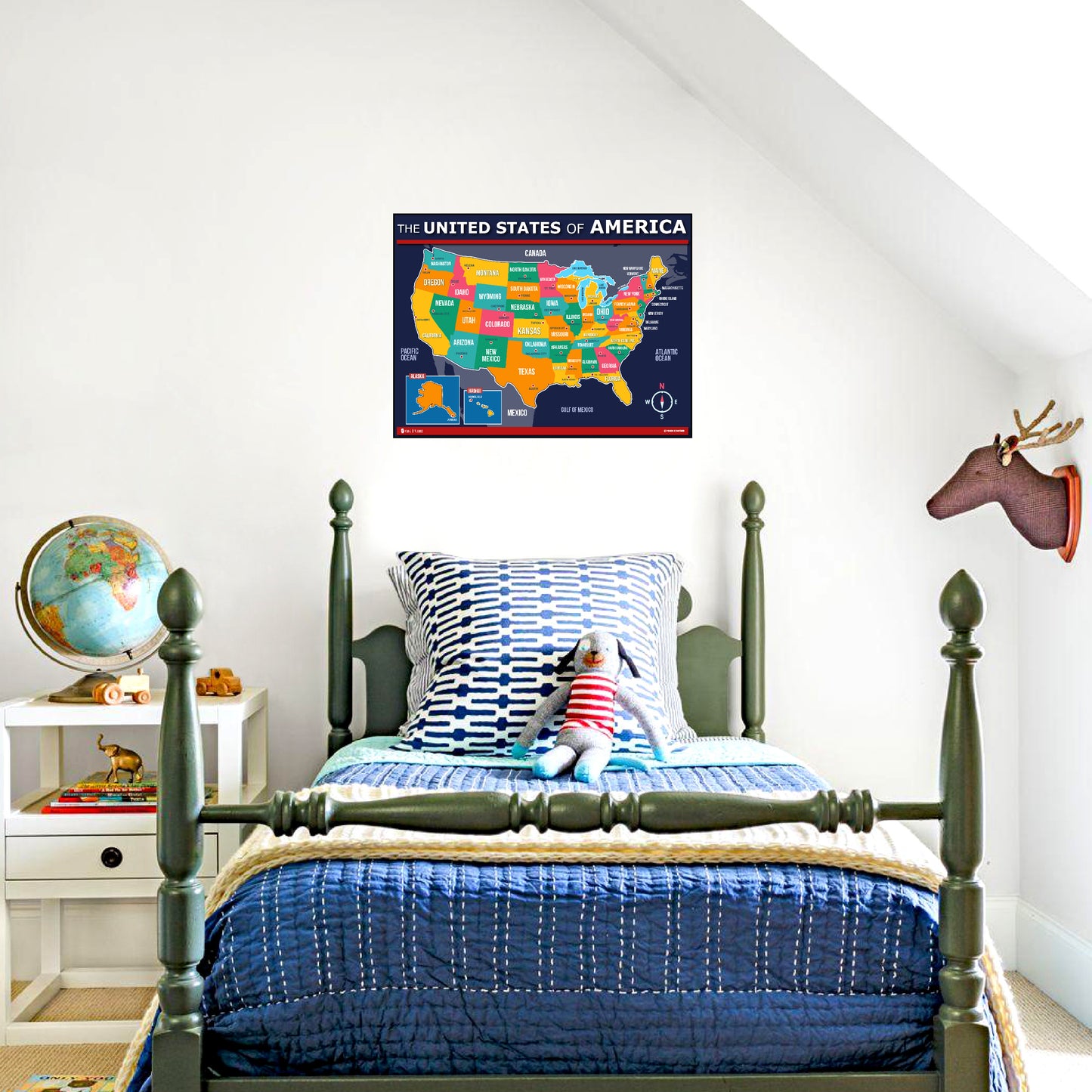Map of USA for kids LAMINATED Large Poster