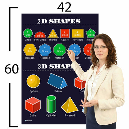 Shapes 2D and 3D Chart Educational Classroom Poster Young N Refined
