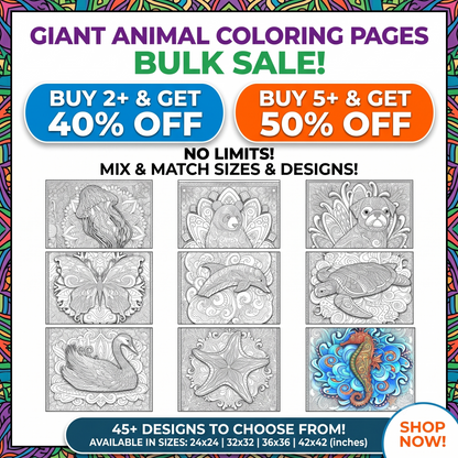 Large Adult Coloring Poster Page Wolf Made of Mandala Floral