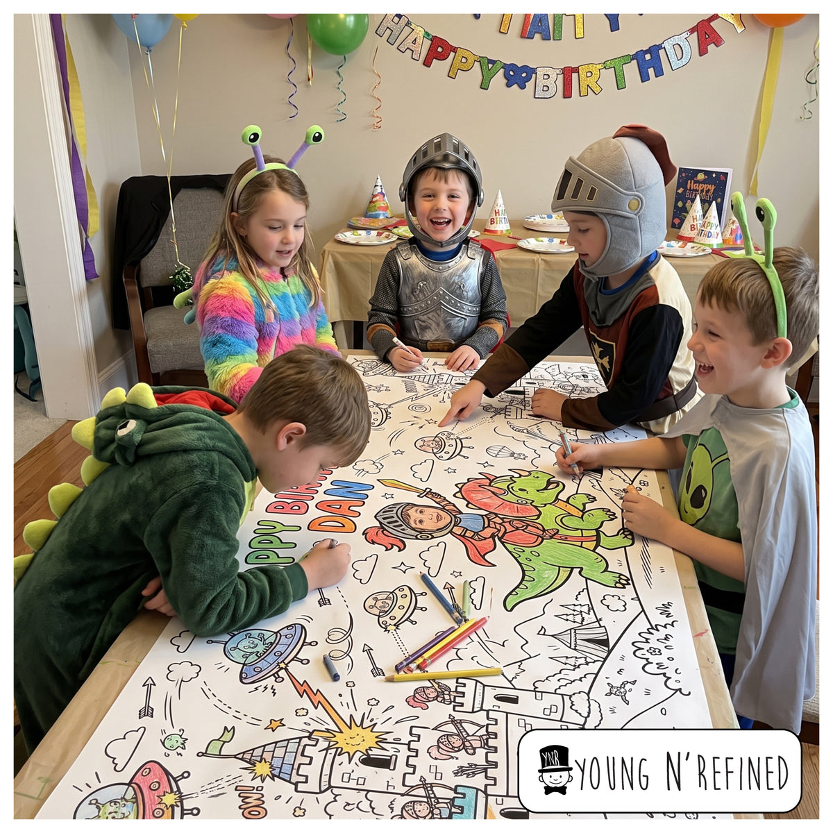 Custom Birthday Coloring Page Table Cloth - Your Photo or Idea Turned Into a Coloring Page Young N Refined