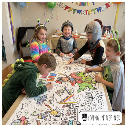 Custom Birthday Coloring Page Table Cloth - Your Photo or Idea Turned Into a Coloring Page Young N Refined
