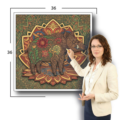 Large Adult Coloring Poster Page Boar Made of Mandala Floral