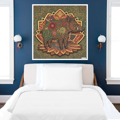 Large Adult Coloring Poster Page Boar Made of Mandala Floral