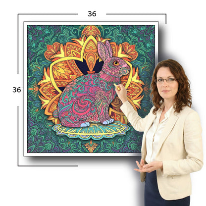 Large Adult Coloring Poster Page Bunny Made of Mandala Floral